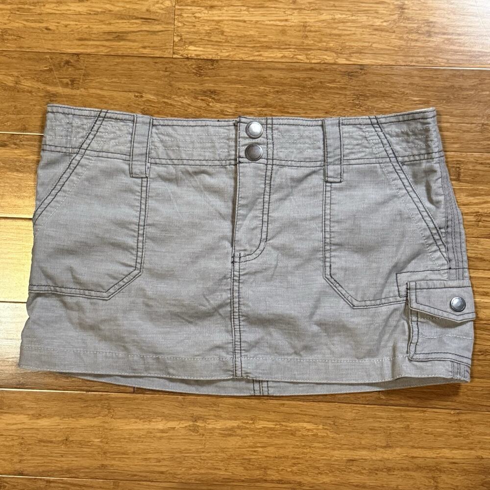 VTG Y2K Mossimo Supply Co. Juniors Gray Corduroy Cargo Low Rise Mini Skirt 11